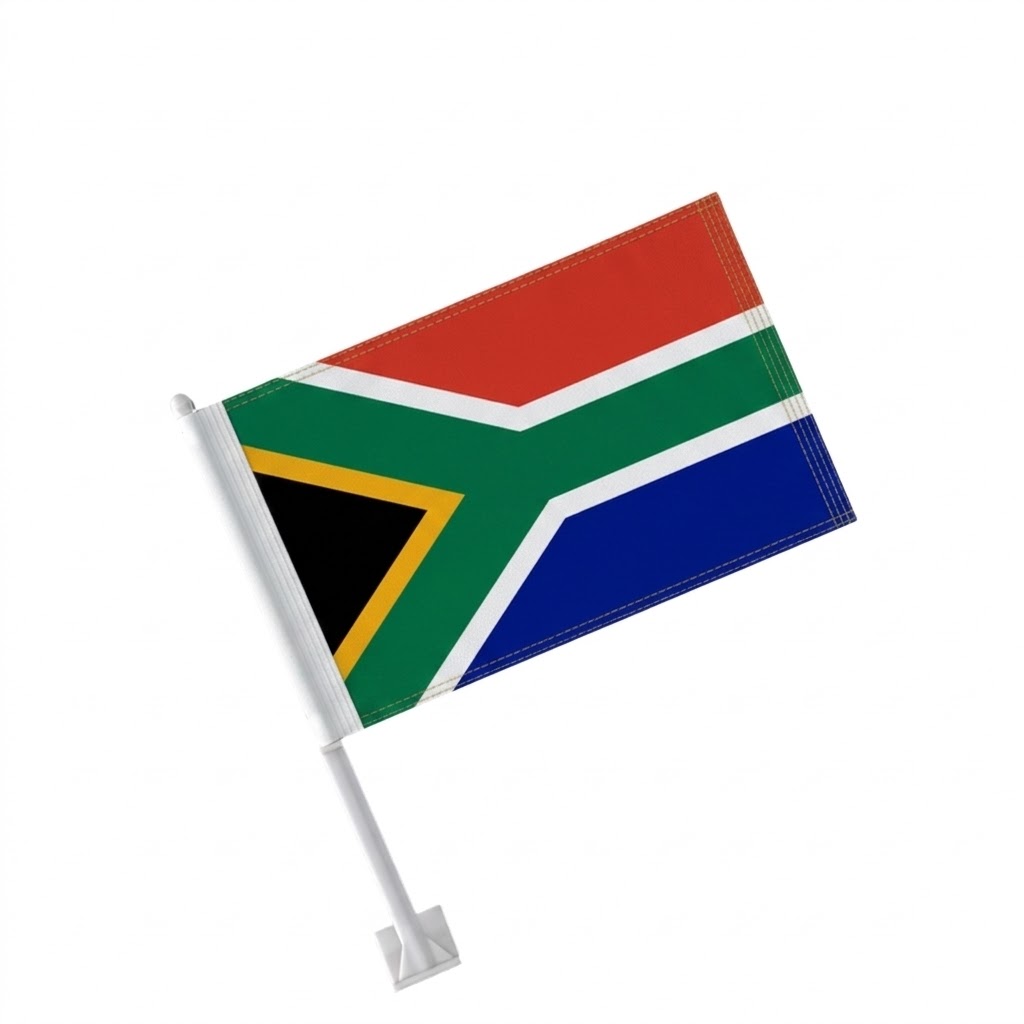 Official FIFA 2026 South Africa Car Flag attached to car window