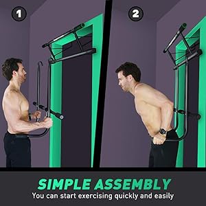 Ikonfitness Ultimate 4 in 1 Doorway Raised Height Pull Up Bar Dips Bar Power Ropes for Home Workout