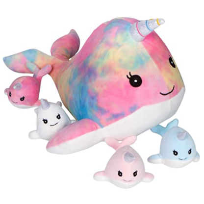 Narwhal Snuggable Mommy Narwhal Baby Set Of 5 Gift For Children - Octopus Mood Toy