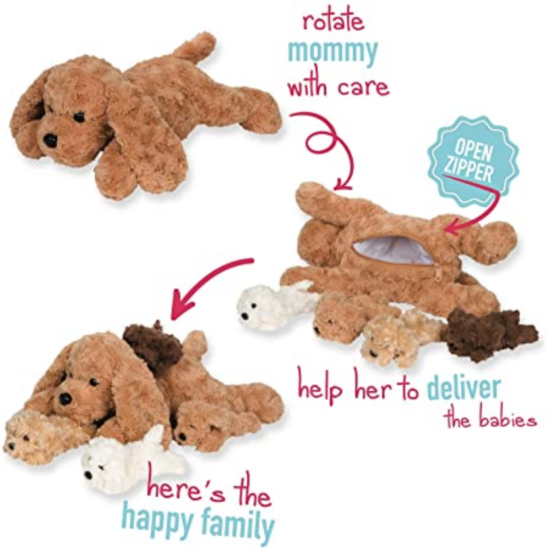 Labradoodle Snuggable Mommy Puppy Set Of 5 Gift For Children-Octopus Mood Toy