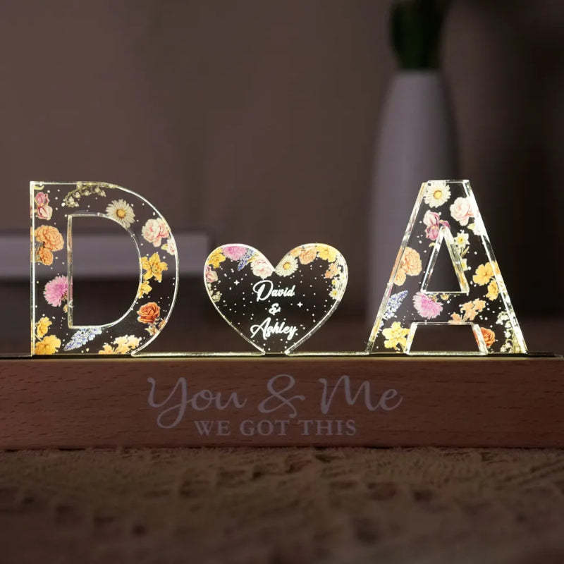 Personalized Floral Theme Acrylic Block LED Night Light - Octopus Mood Toy