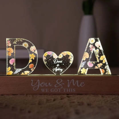 Personalized Floral Theme Acrylic Block LED Night Light - Octopus Mood Toy