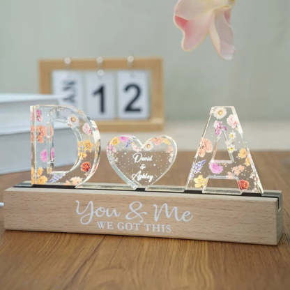 Personalized Floral Theme Acrylic Block LED Night Light - Octopus Mood Toy