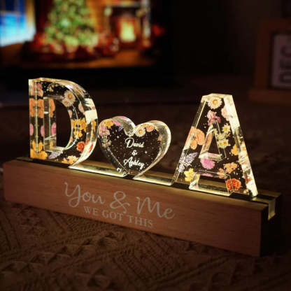 Personalized Floral Theme Acrylic Block LED Night Light - Octopus Mood Toy