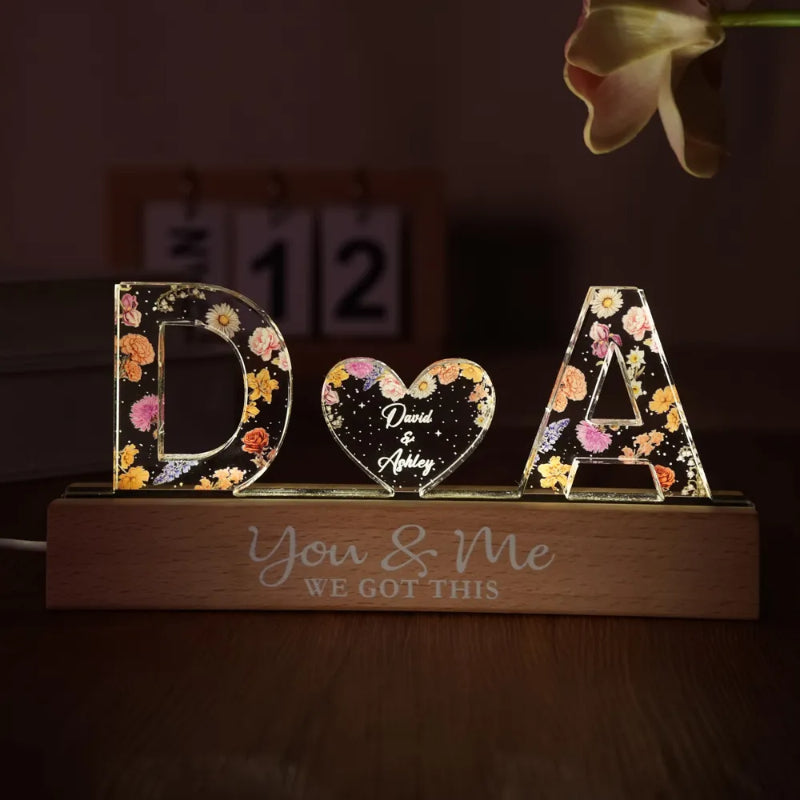 Personalized Floral Theme Acrylic Block LED Night Light - Octopus Mood Toy