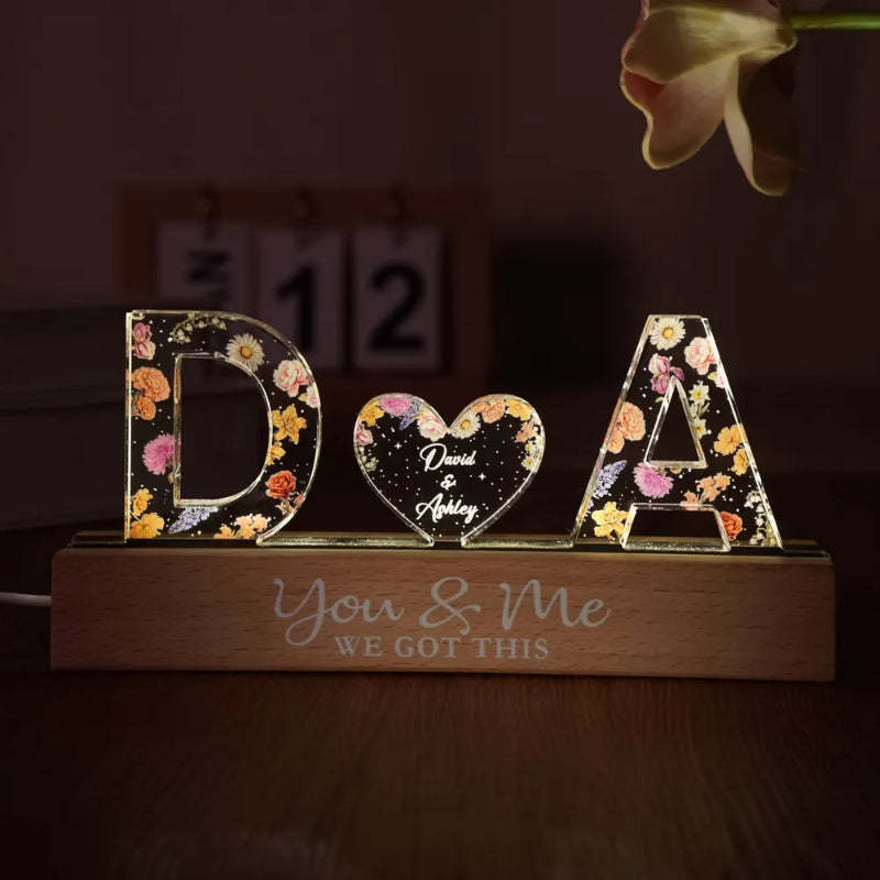 Personalized Floral Theme Acrylic Block LED Night Light - Octopus Mood Toy