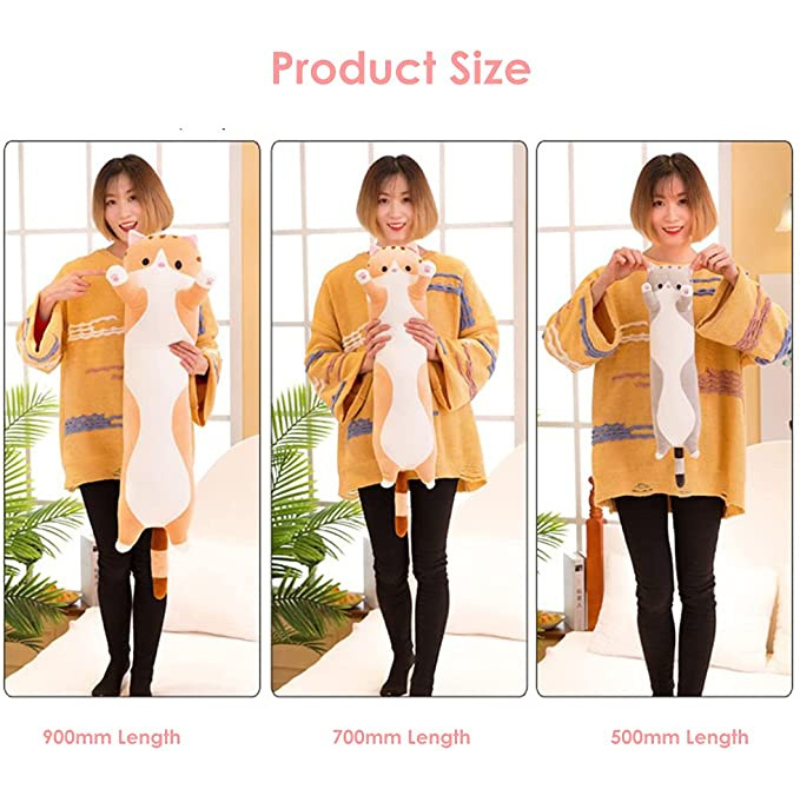 Cat Plush Long Throw Pillow-Octopus Mood Toy