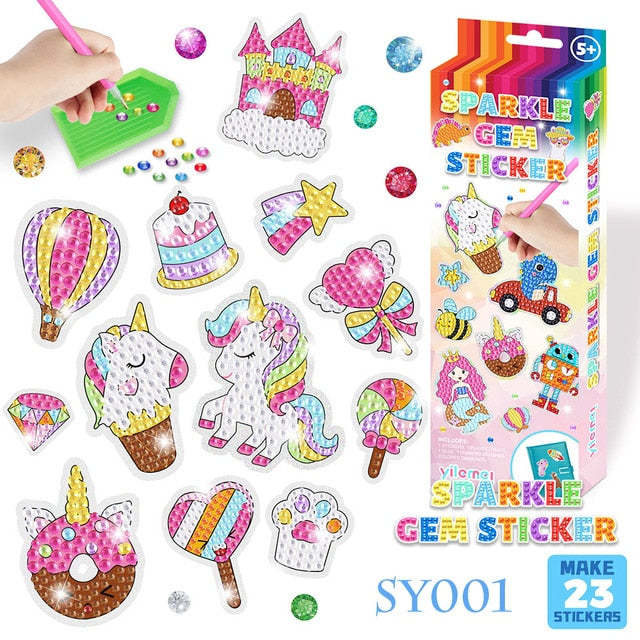 Sparkle Gem Stickers | DIY children's free stick cartoon diamond sticker painting-Octopus Mood Toy