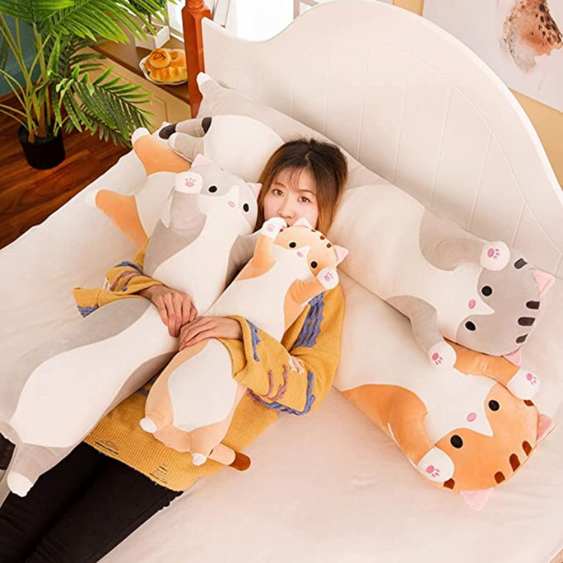 Cat Plush Long Throw Pillow-Octopus Mood Toy