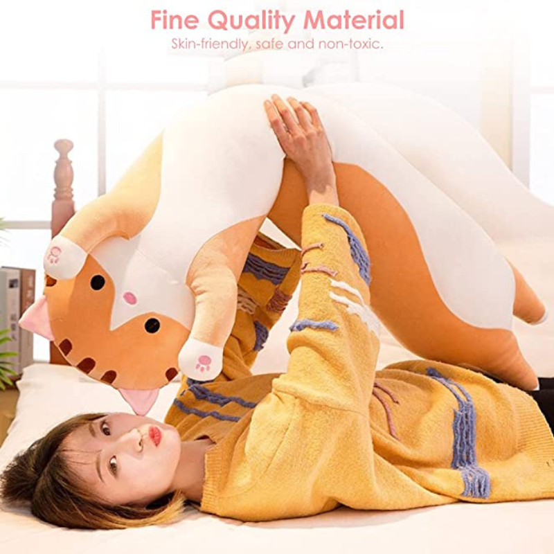 Cat Plush Long Throw Pillow-Octopus Mood Toy