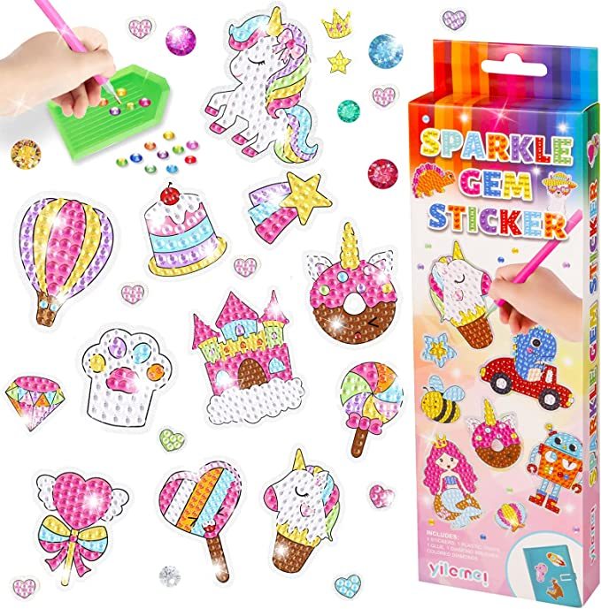 Sparkle Gem Stickers | DIY children's free stick cartoon diamond sticker painting-Octopus Mood Toy