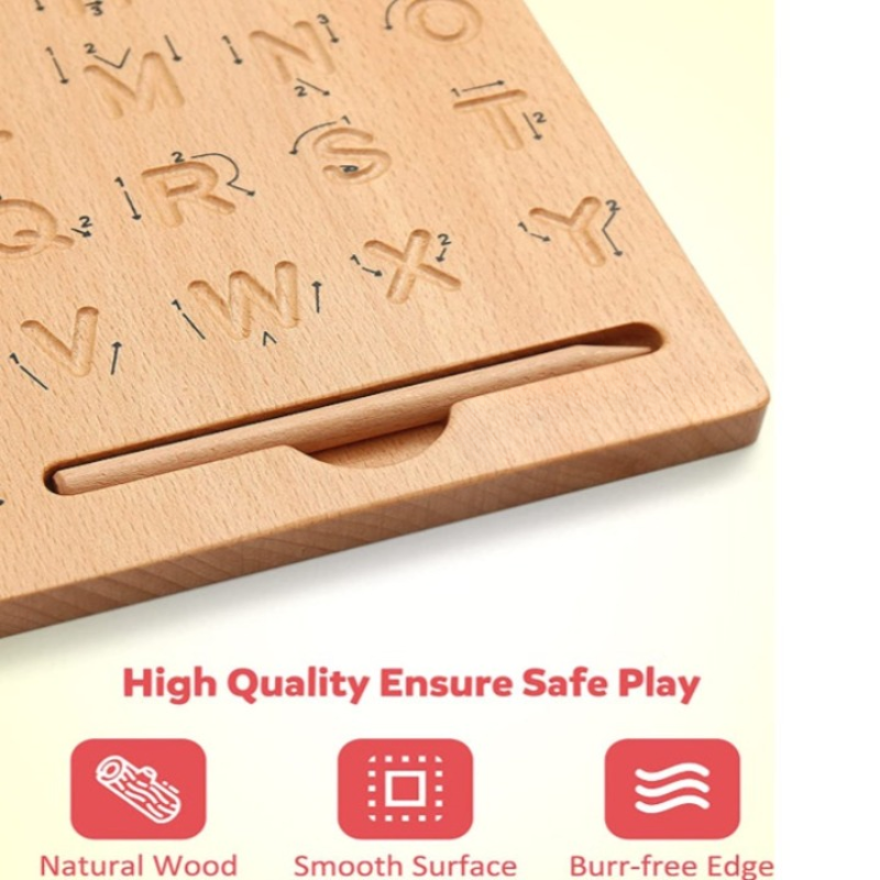 Double-Sided Wooden Letters Practicing Board - Octopus Mood Toy