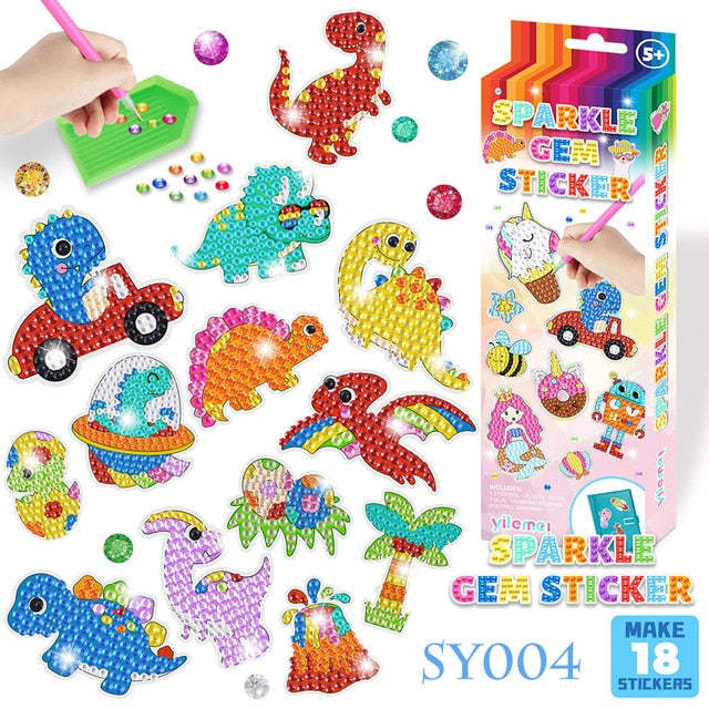 Sparkle Gem Stickers | DIY children's free stick cartoon diamond sticker painting-Octopus Mood Toy