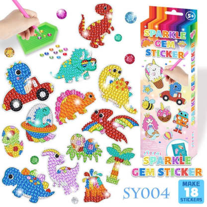 Sparkle Gem Stickers | DIY children's free stick cartoon diamond sticker painting-Octopus Mood Toy