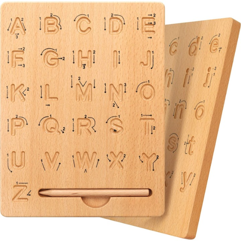 Double-Sided Wooden Letters Practicing Board - Octopus Mood Toy