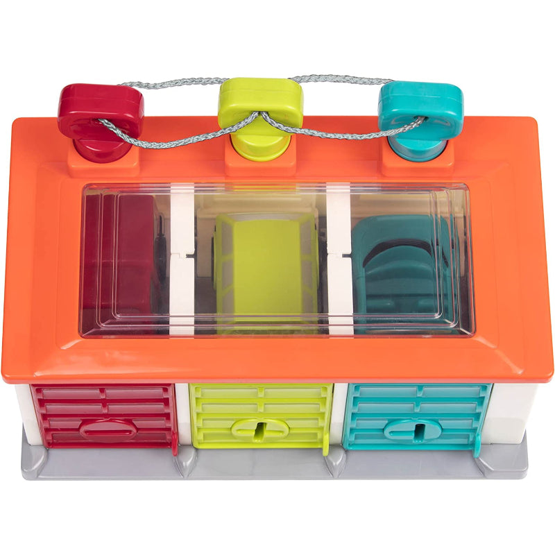 Shape Sorting Toy Garage With Keys & 3 Toy Cars-Octopus Mood Toy
