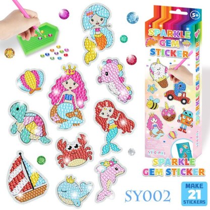 Sparkle Gem Stickers | DIY children's free stick cartoon diamond sticker painting-Octopus Mood Toy