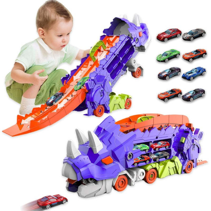 Dinosaur Shaped Transporter Truck With Race Track And Cars - Octopus Mood Toy