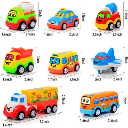 Big Carrier Truck With 8 Small Cartoon Pull Back Cars-Octopus Mood Toy