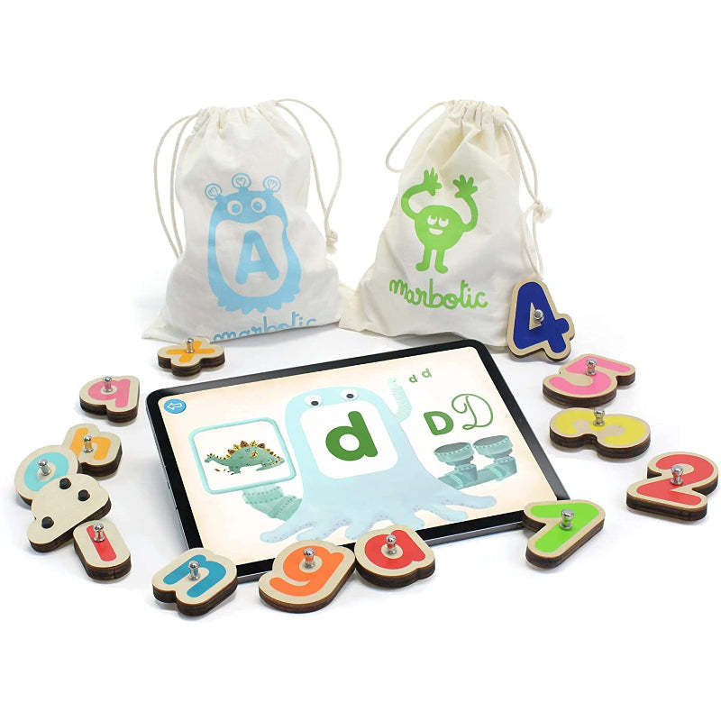 Interactive Wooden Numbers And Letters Set - Octopus Mood Toy