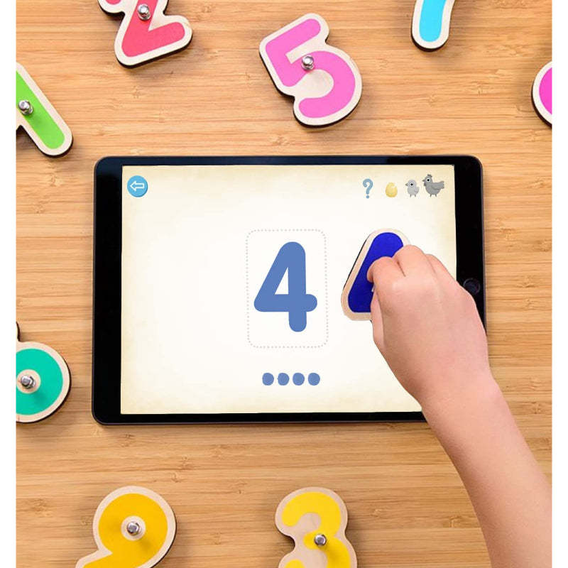 Interactive Wooden Numbers And Letters Set - Octopus Mood Toy