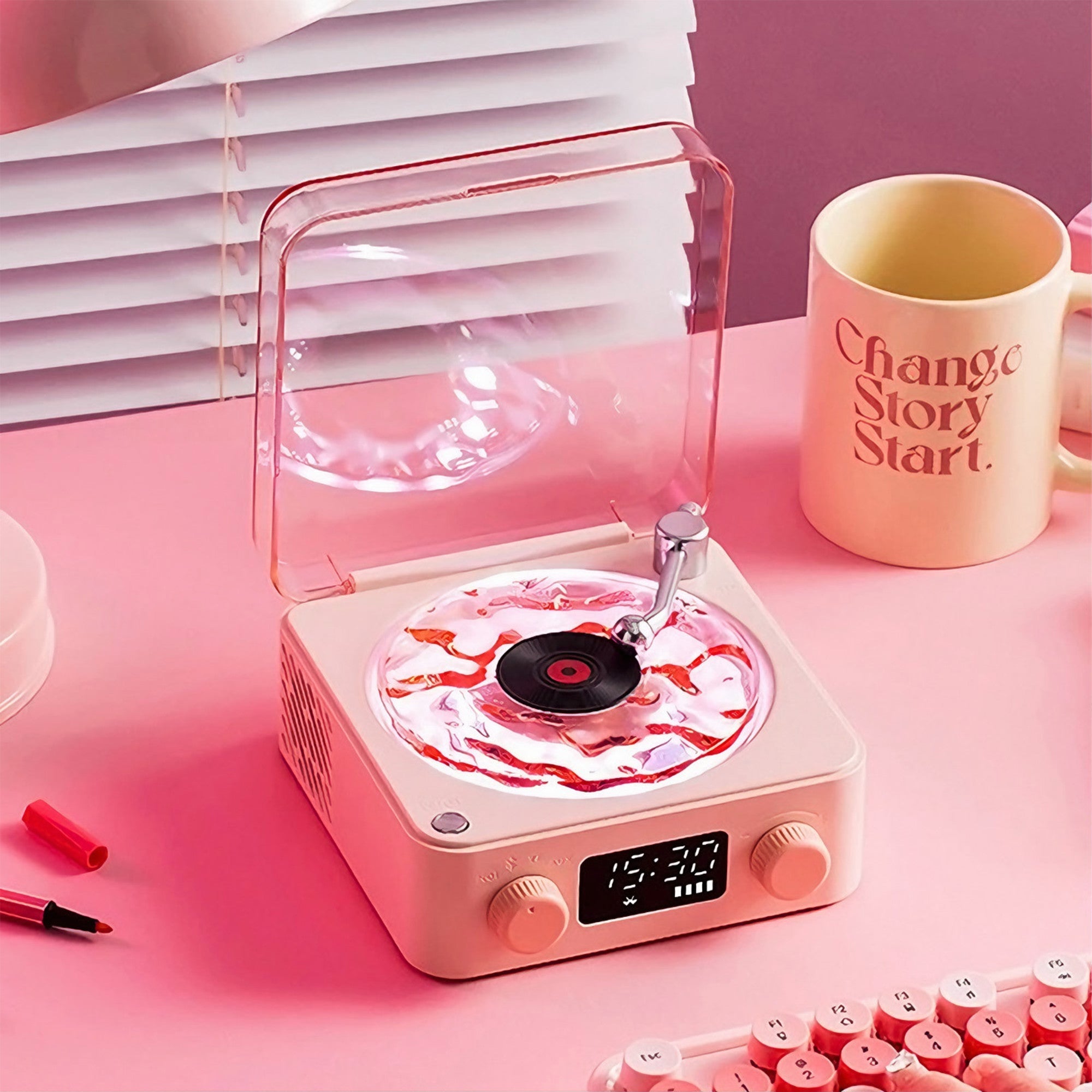 Vintage Wave Bluetooth Speaker With LED Display-Octopus Mood Toy