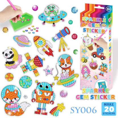 Sparkle Gem Stickers | DIY children's free stick cartoon diamond sticker painting-Octopus Mood Toy