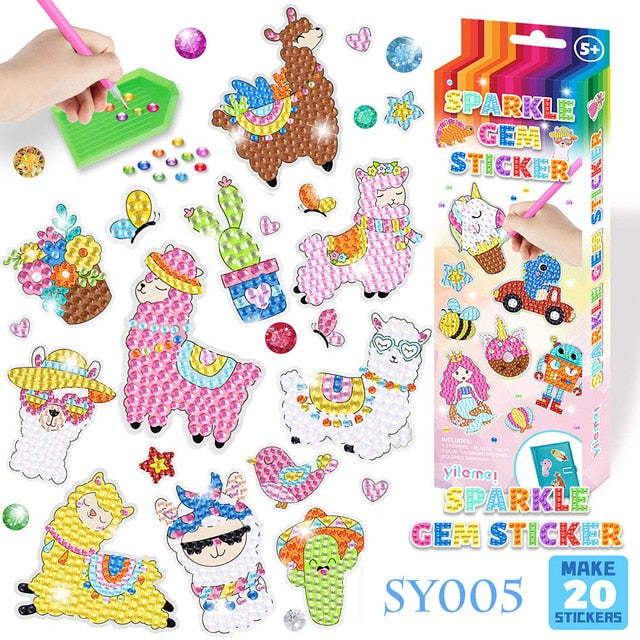 Sparkle Gem Stickers | DIY children's free stick cartoon diamond sticker painting-Octopus Mood Toy