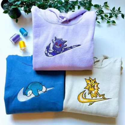 Cartoon Characters Embroidered Hoodie - Octopus Mood Toy