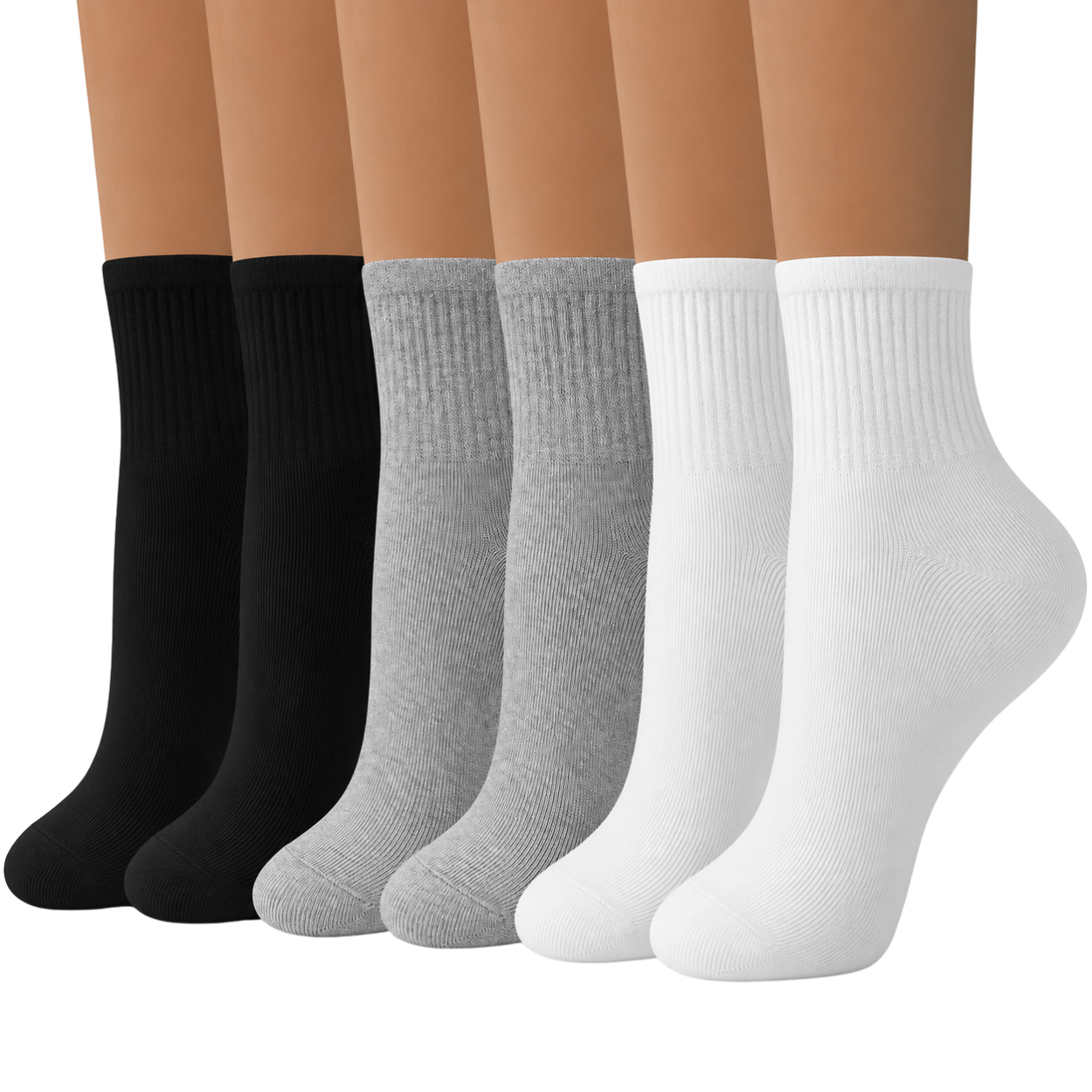 6 Pair Casual Mini Crew Socks For Everyday Comfort