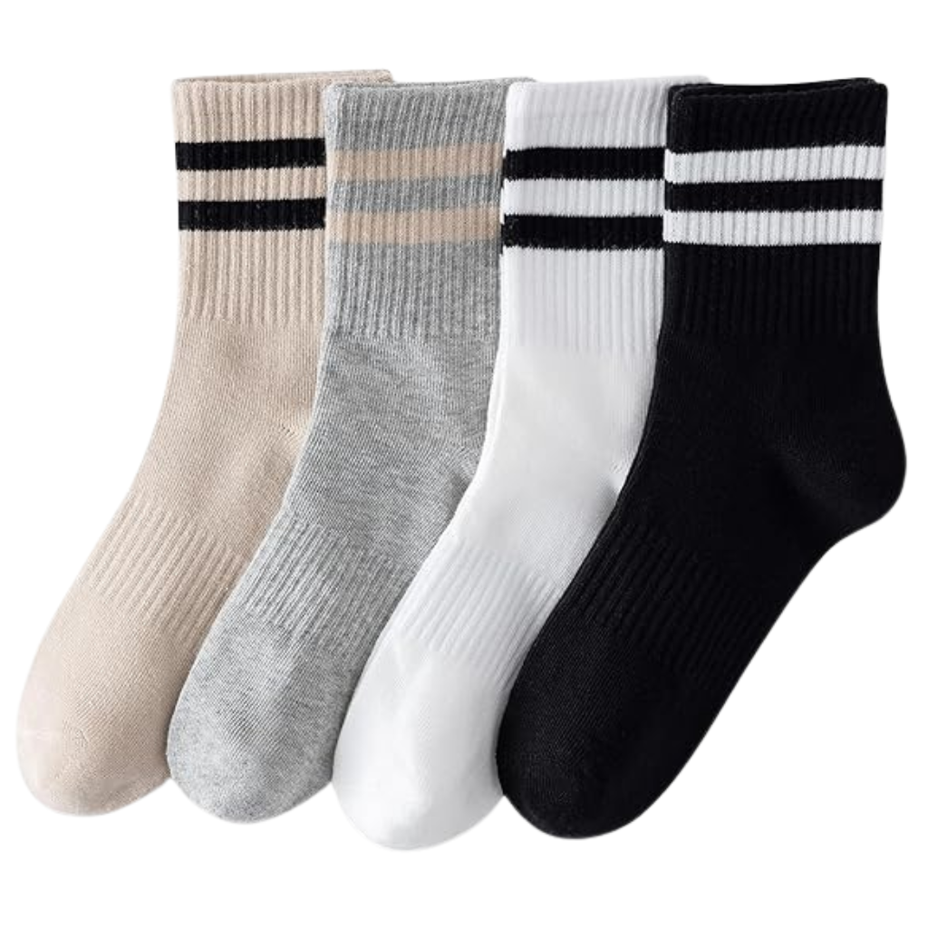 Womens Striped Crew Socks, Cotton Cozy Casual Socks