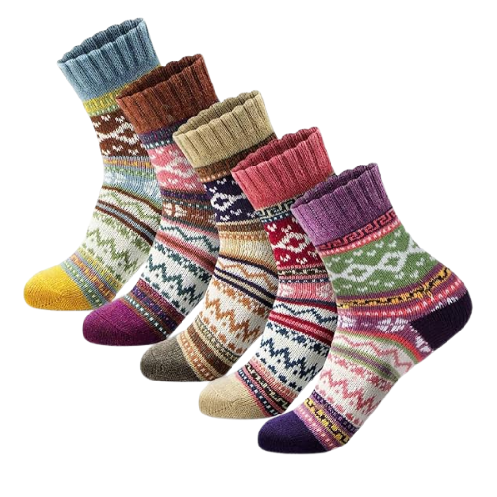 Structured Pattern Crew Style Blend Socks