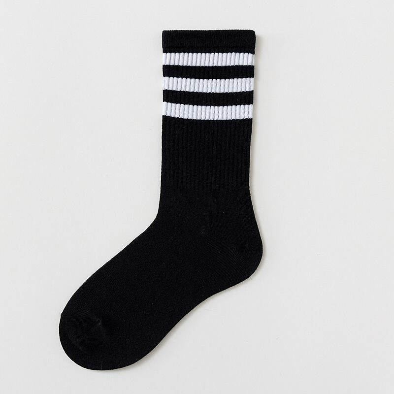 Skateboard Striped Mid Tube Solid Color Socks