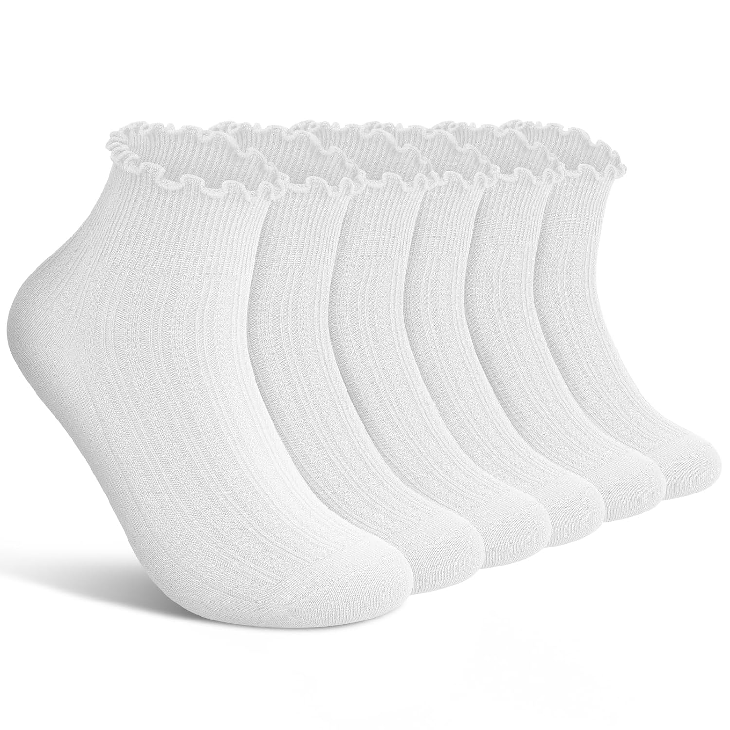 6 Pair Frilly Socks For Everyday Wear For Women
