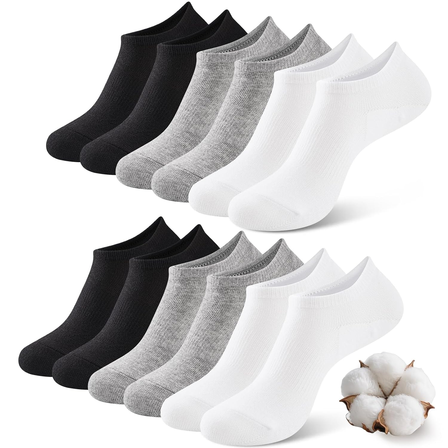 6 Pair Non Slip Invisible Flat Socks For Women