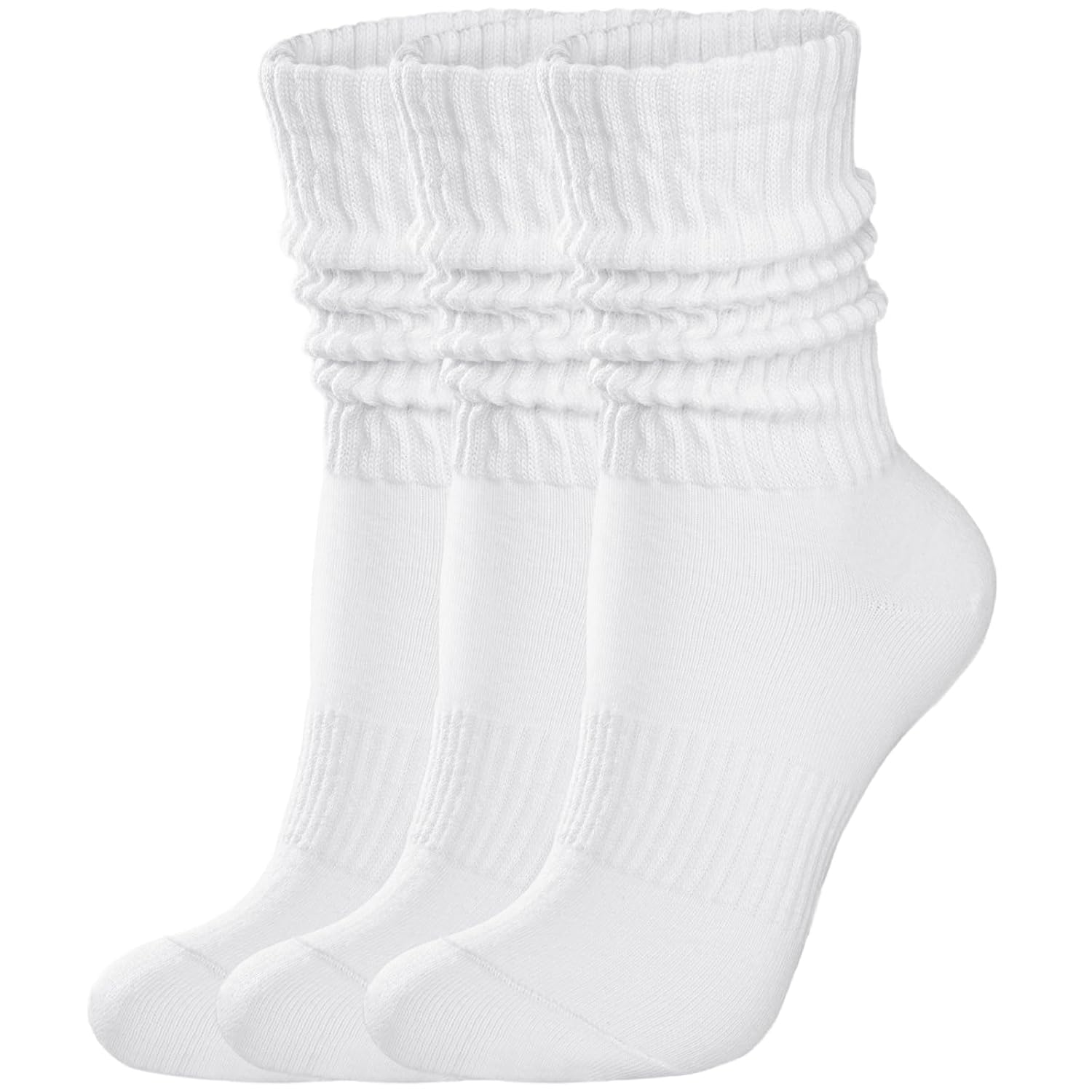 Casual Retro Athletic Scrunch Crew Socks For Women-N