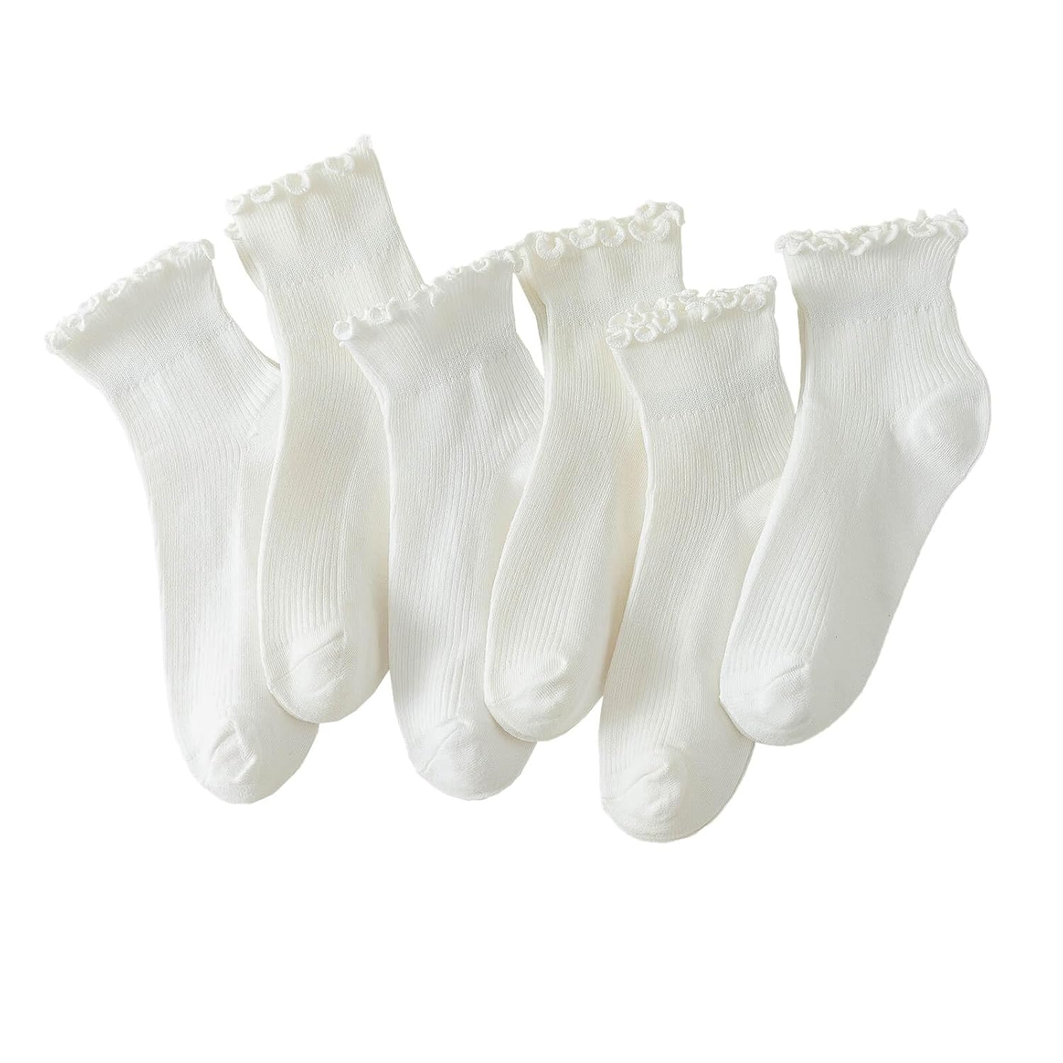 Ruffle Pack Of 6 Socks For Women
