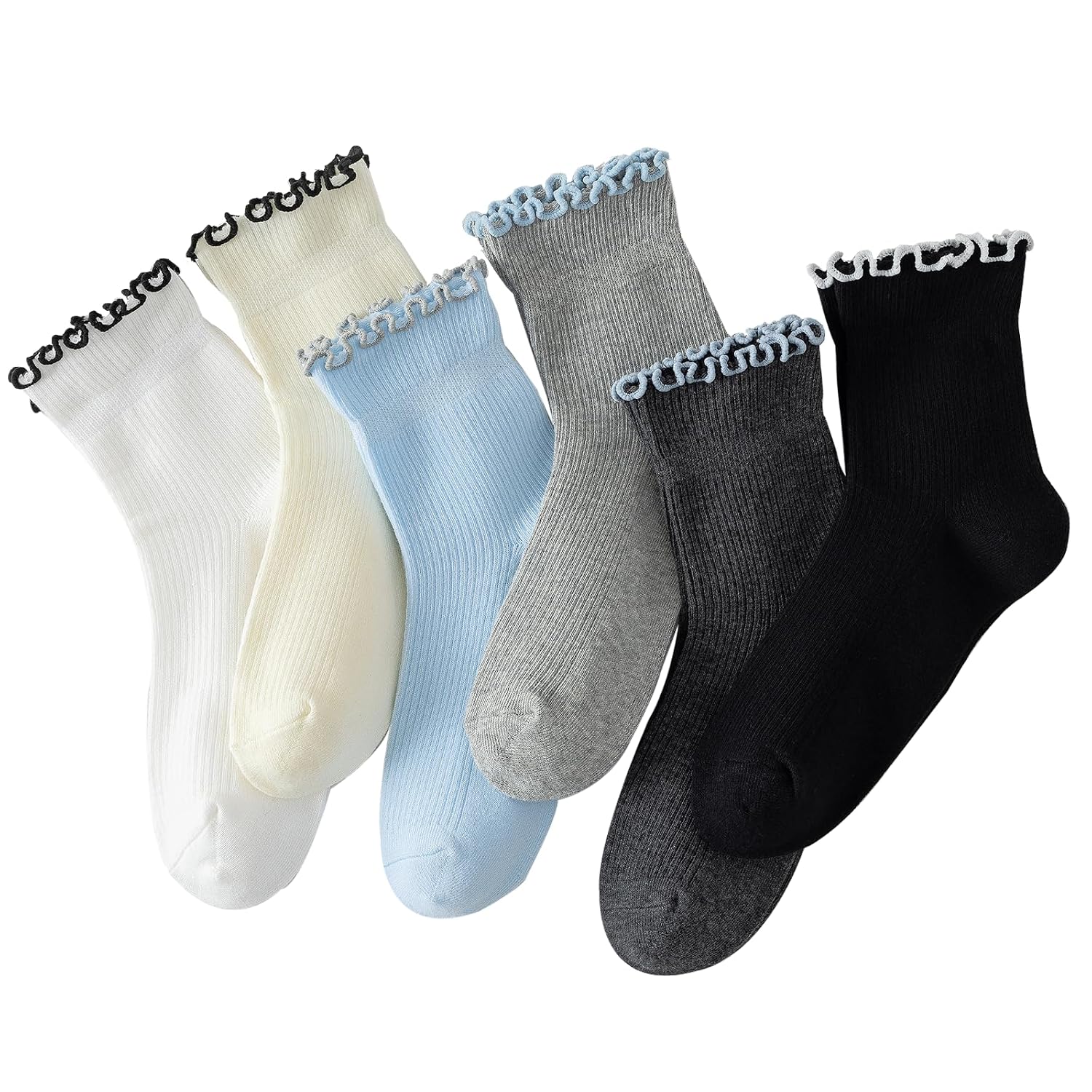 Ruffle Pack Of 6 Socks For Women