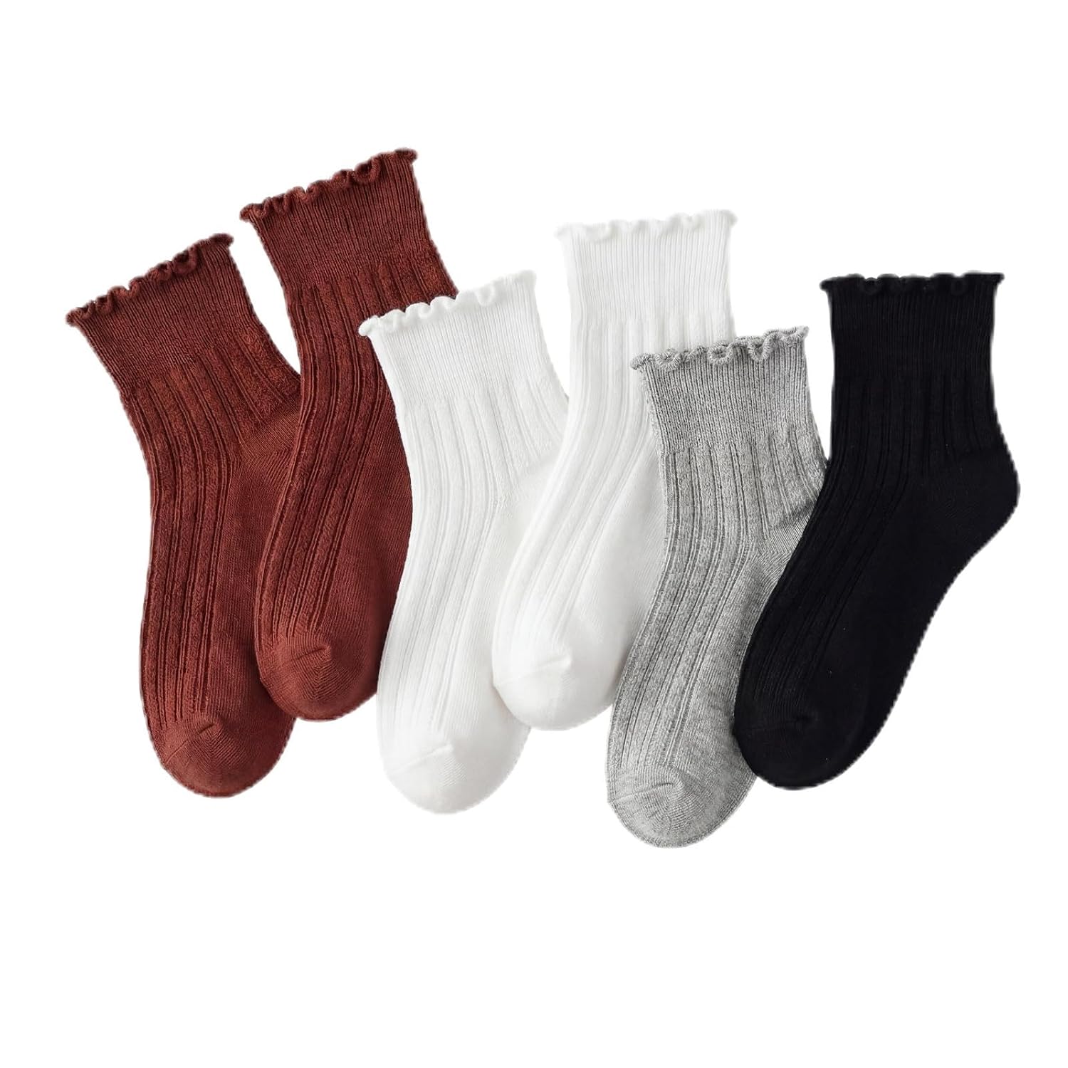 6 Pair Frilly Socks For Everyday Wear For Women