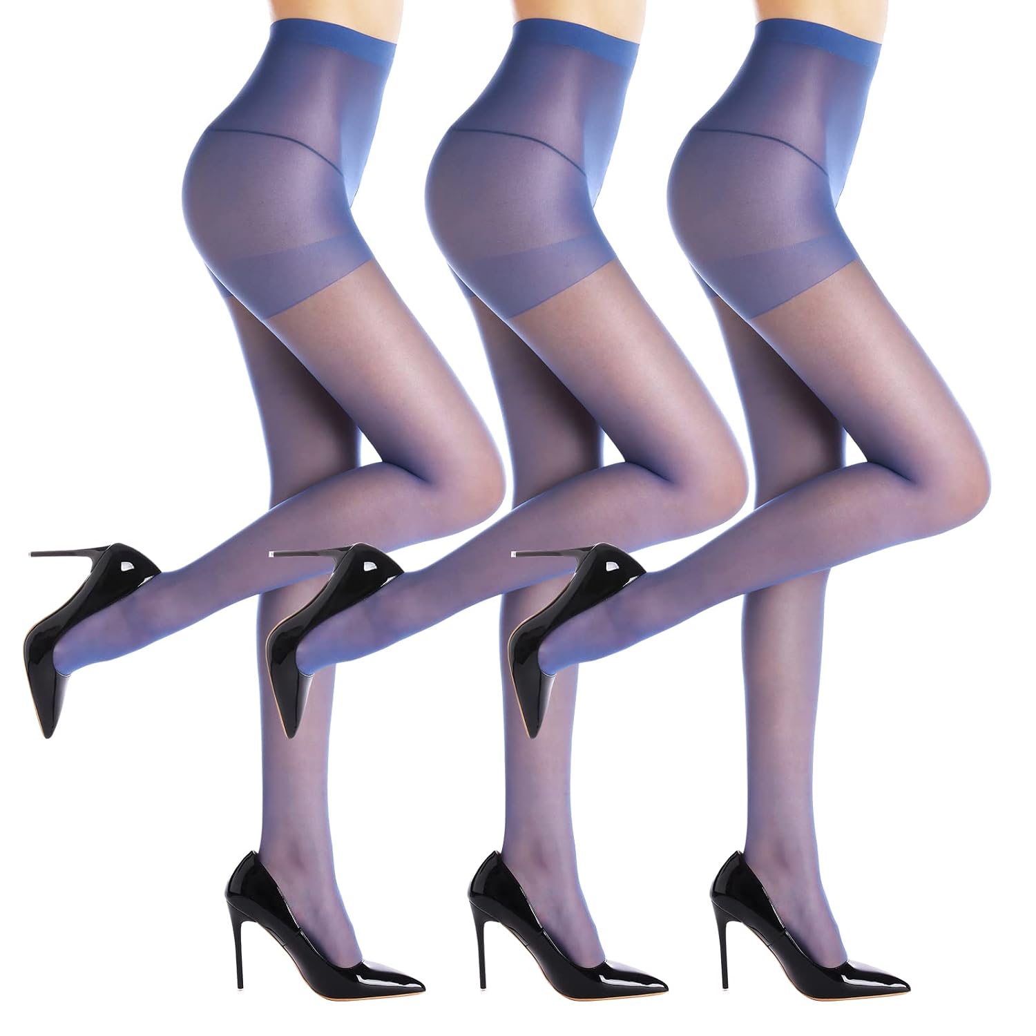 3 Pair Control Top Tights With Comfortable Fit For Women