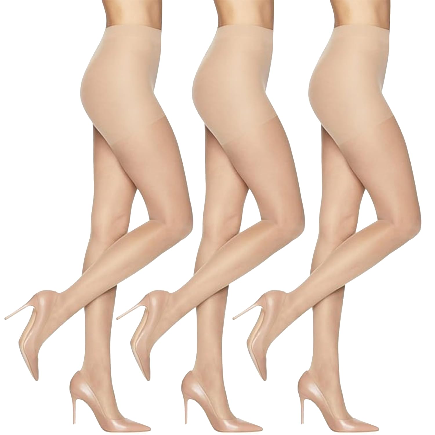 Medium Support Control Top Sheer Compression Tights For Women