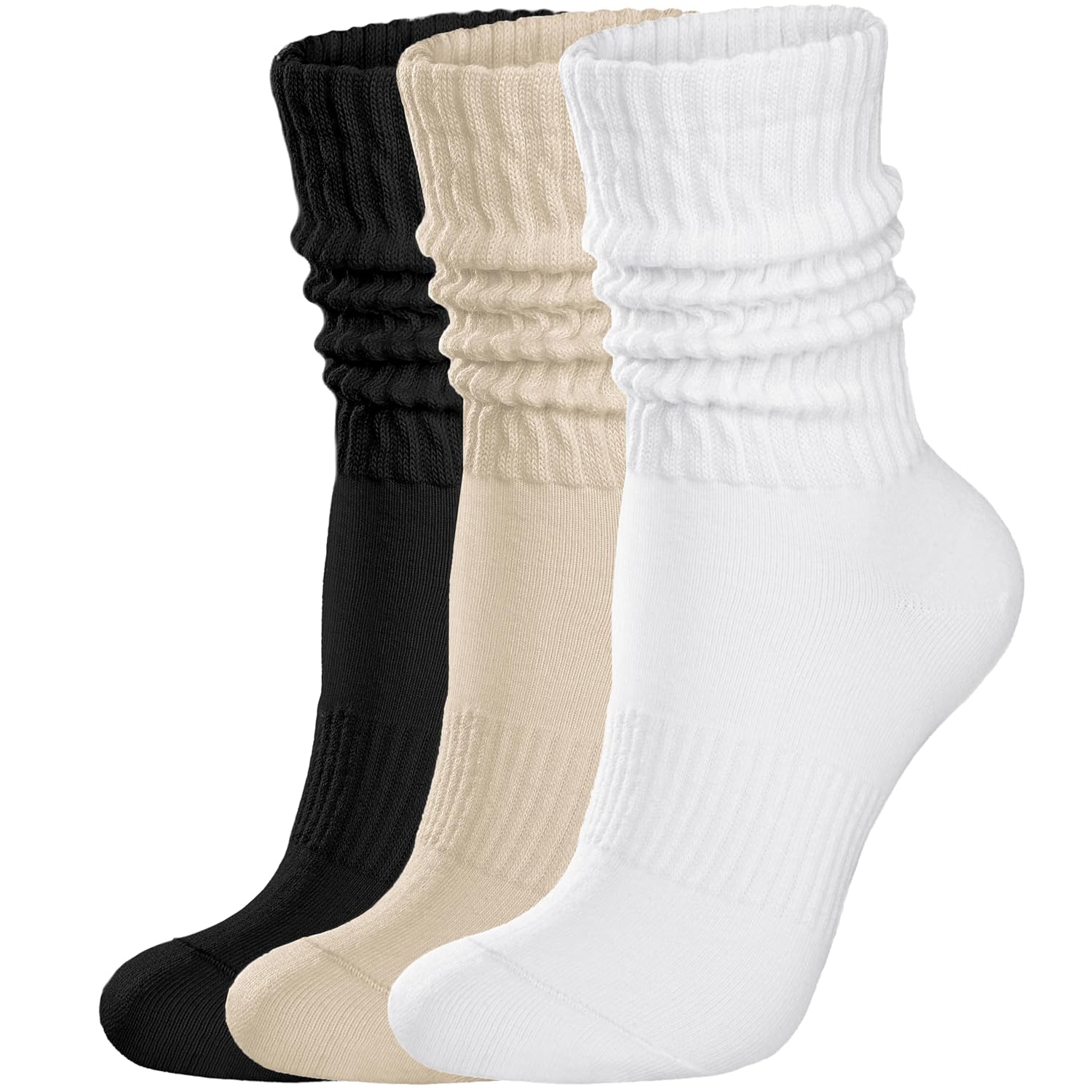 Casual Retro Athletic Scrunch Crew Socks For Women-N