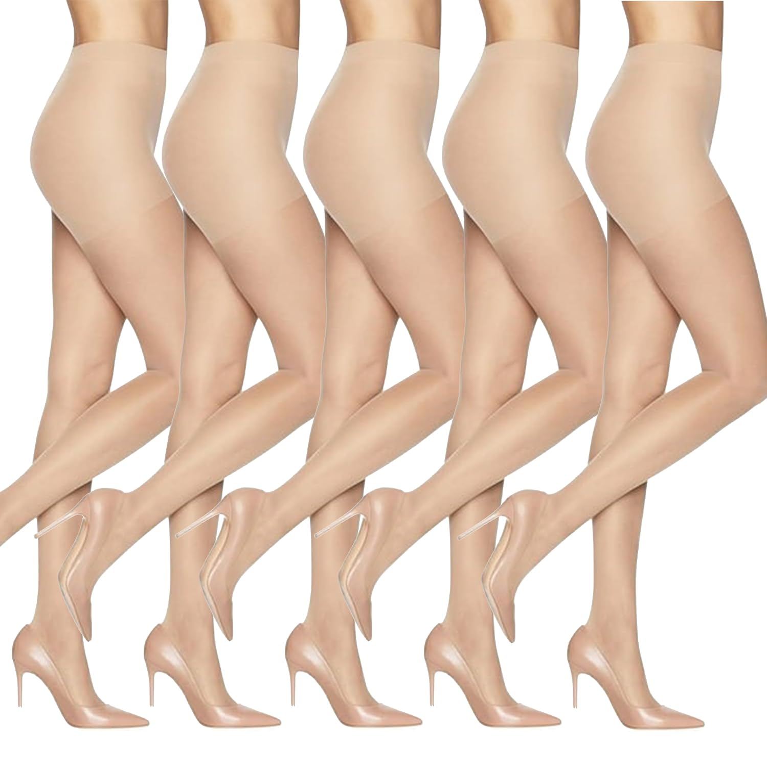 Medium Support Control Top Sheer Compression Tights For Women