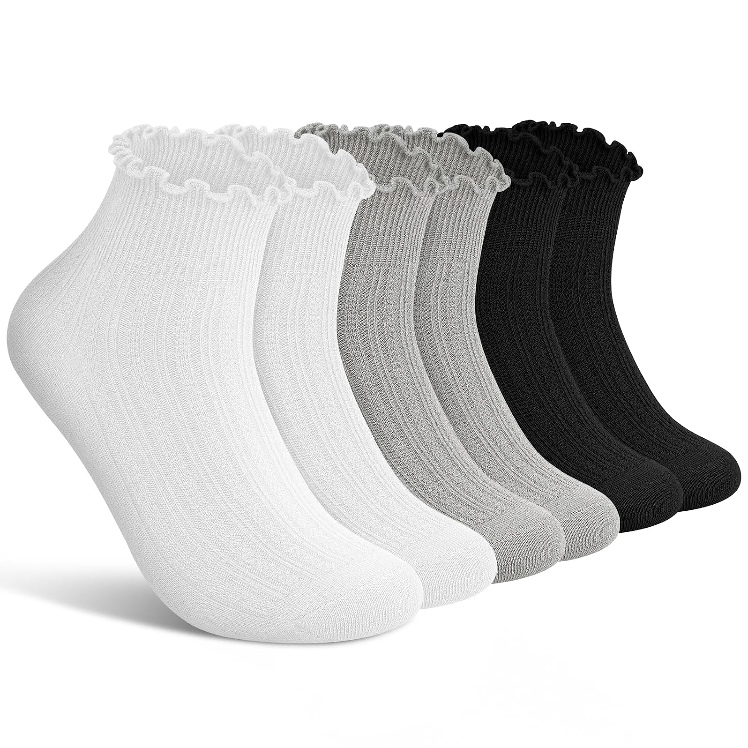 6 Pair Frilly Socks For Everyday Wear For Women