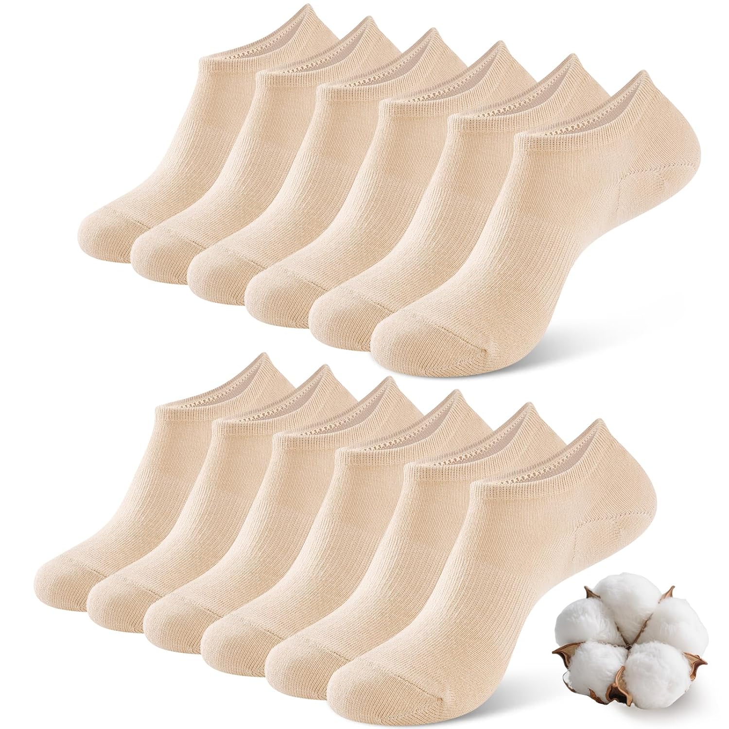 6 Pair Non Slip Invisible Flat Socks For Women