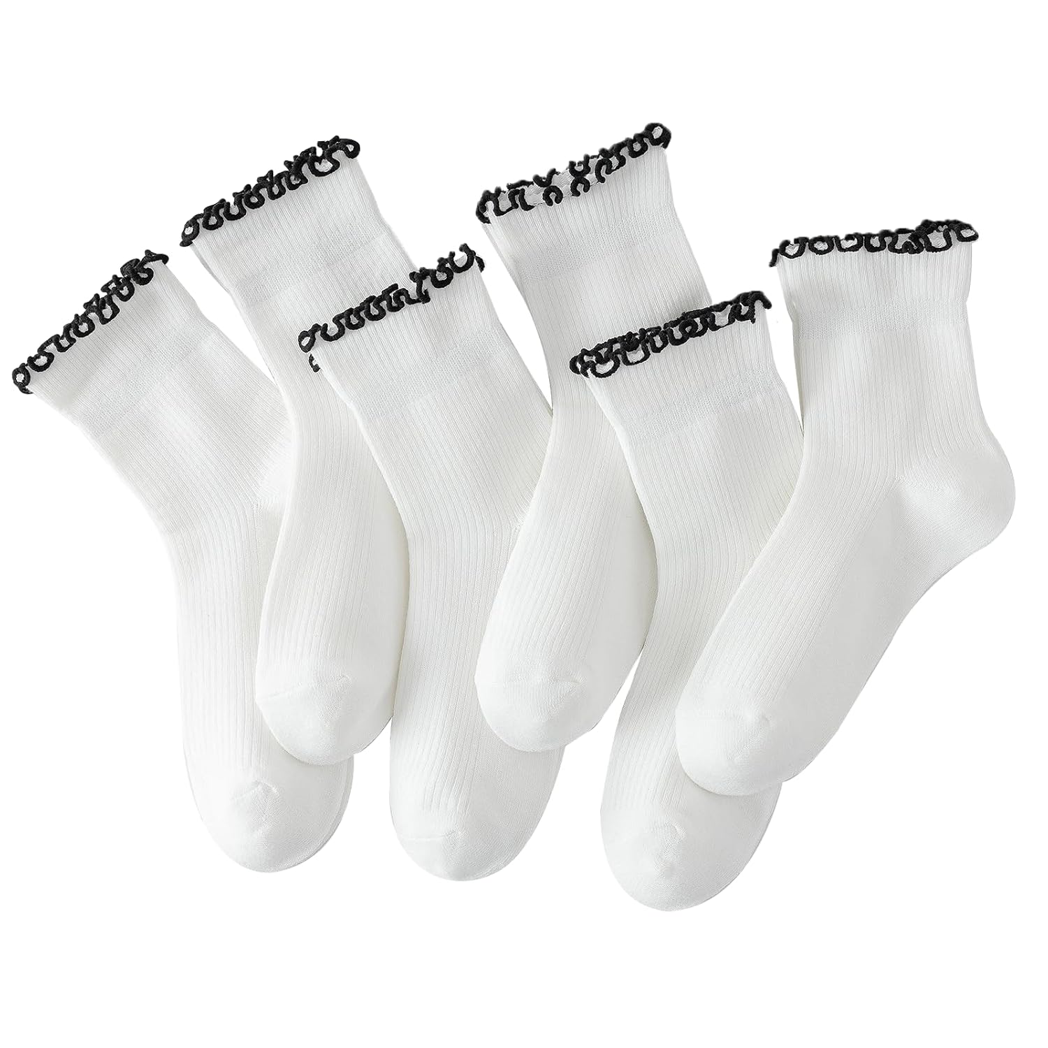 Ruffle Pack Of 6 Socks For Women