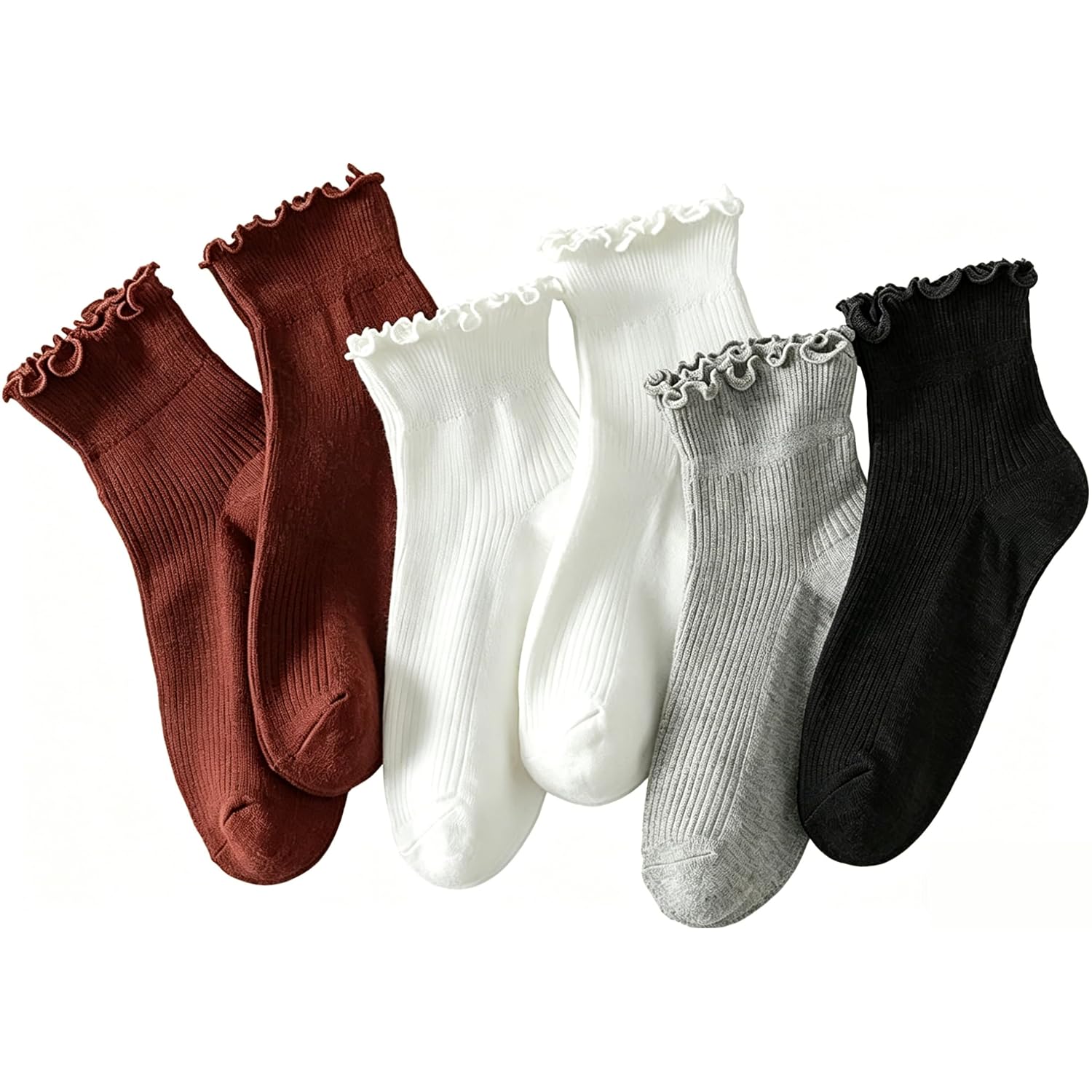Ruffle Pack Of 6 Socks For Women