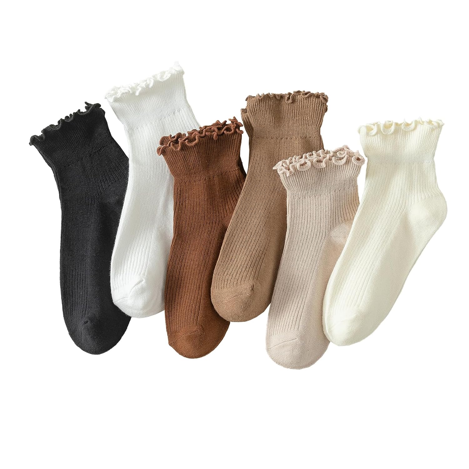 Ruffle Pack Of 6 Socks For Women