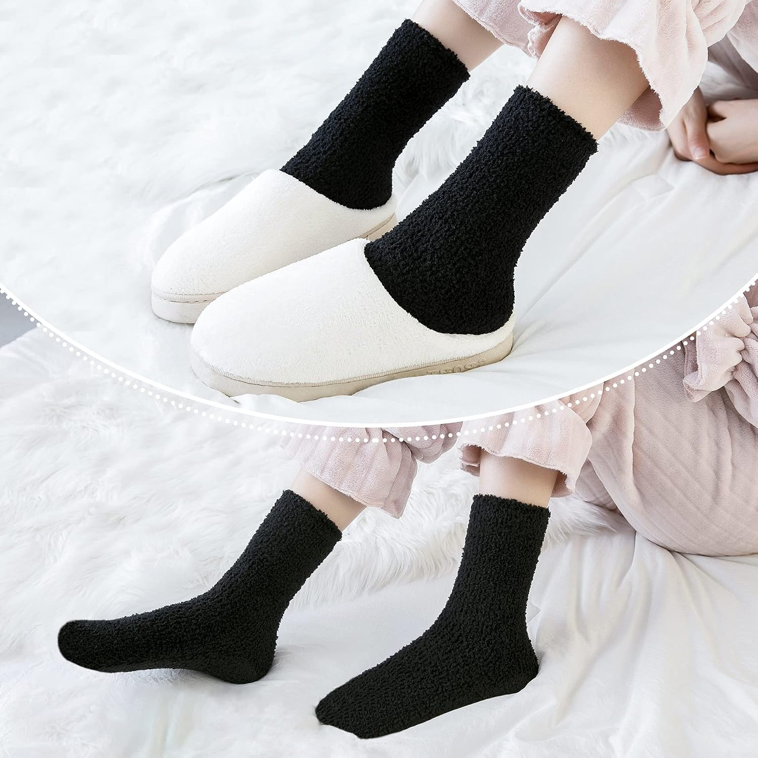 5 Piece Cozy Fuzzy Socks For Winter And Home Wear For Women-125 Pairs Of Cozy Fuzzy Socks For Winter And Home Wear For Women - Image 3