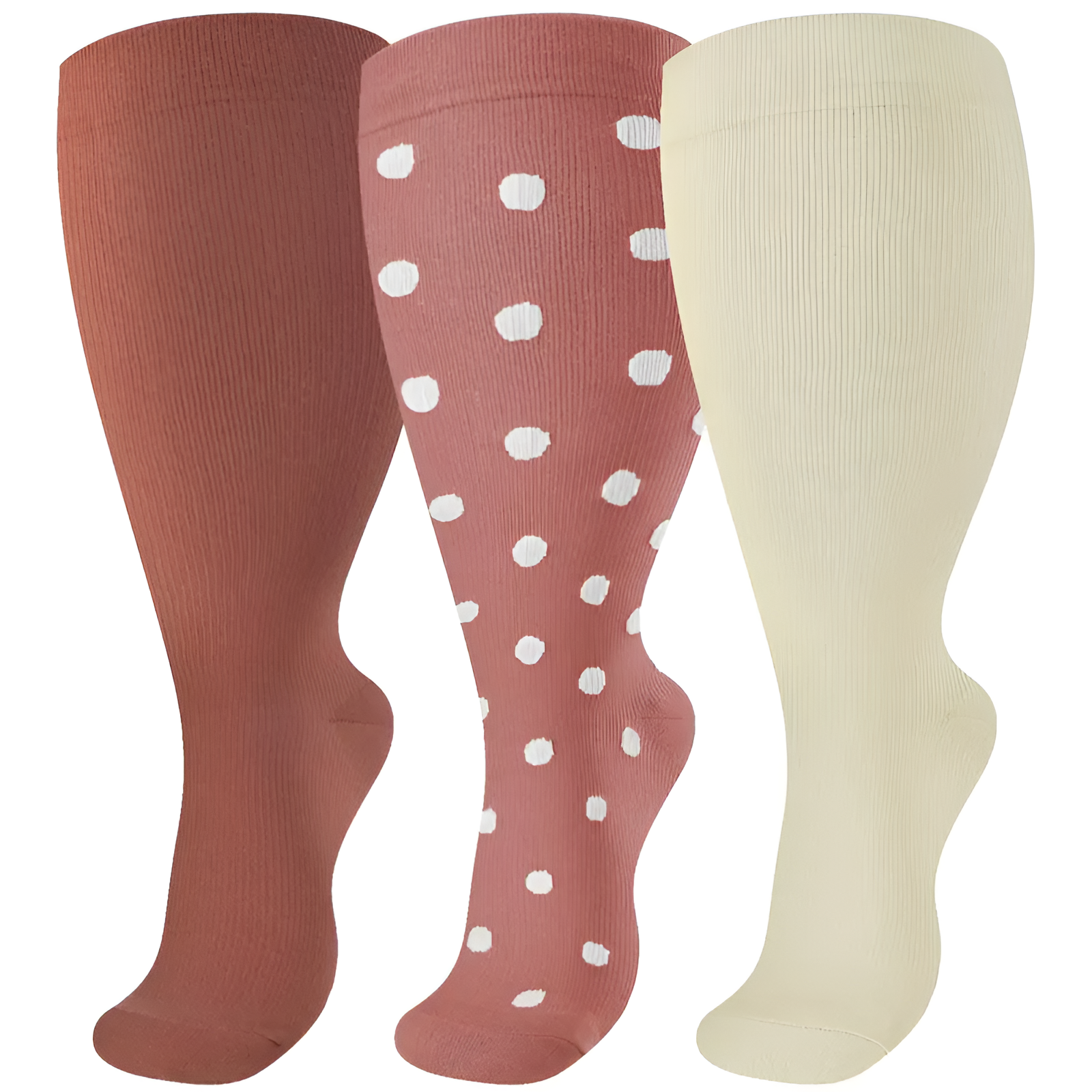  3 Packs Plus Size Compression Knee High Sports Socks for Women and Men Wide Calf Stockings BreathablePack Of 3 Wide Calf Compression Support Socks For Women - Image 9
